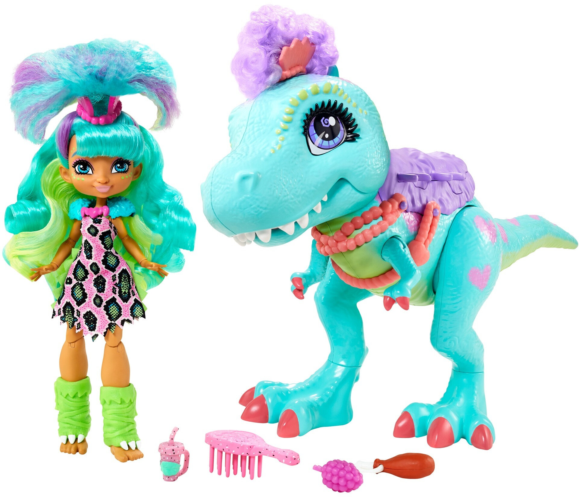 Cave Club Rockelle Doll And Tyrasaurus Dinosaur Playset, For 4 Year Olds And Up - image 1 of 9