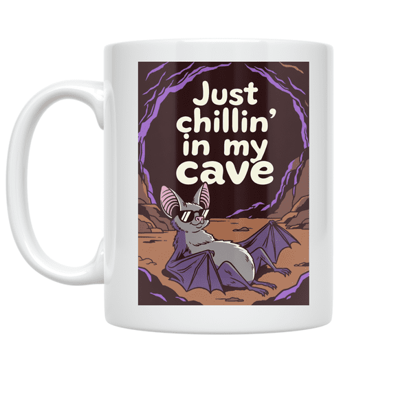 Cave Dweller Humor Bat Lounge - Cave Dweller Fan - 11 oz Ceramic Coffee Mug