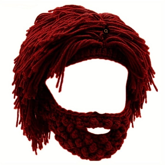 Cave Dwellers Wig Hat Handmade Knitted Beanie for Men Women, Funny Novelty Winter Hat with Beard for Adults, Warm Fleece Lined Costume Party Christmas Gifts