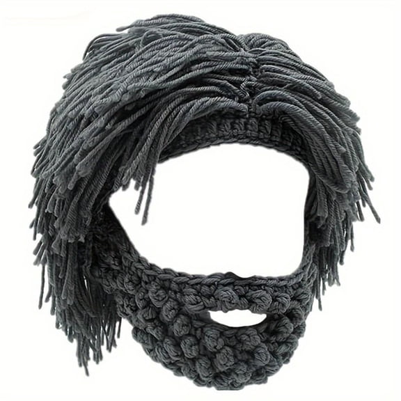 Cave Dwellers Wig Hat, Handmade Knitted Beard Hat Keep Warm in Winter, Funny Novelty Winter Hat for Men Women, Cozy Warm Gift for Cold Weather Outdoor Parties Cosplay Festivals