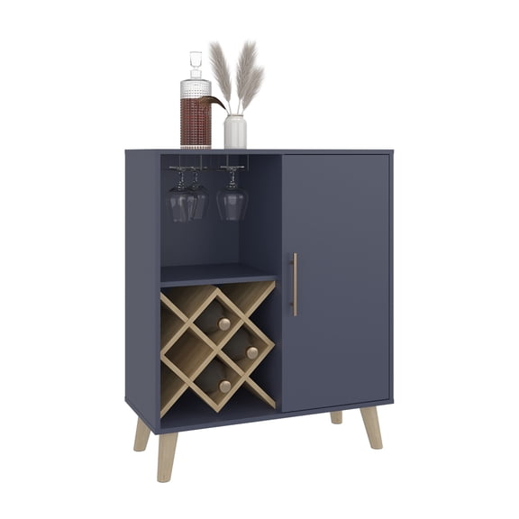 Cave Low Bar Cabinet with Open Storage, Modern Bar Furniture for Living Room or Entertainment Area
