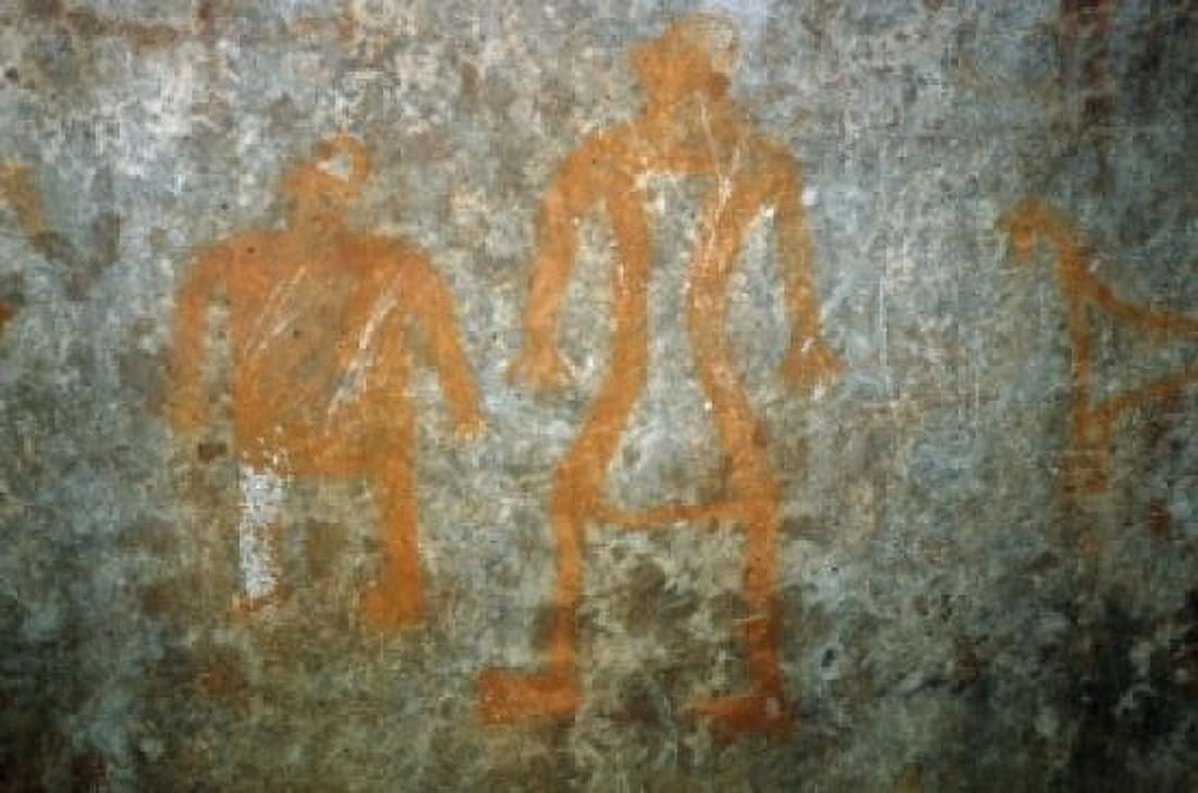 Cave Paintings Bhimbetka India Canvas Art - (24 x 36)