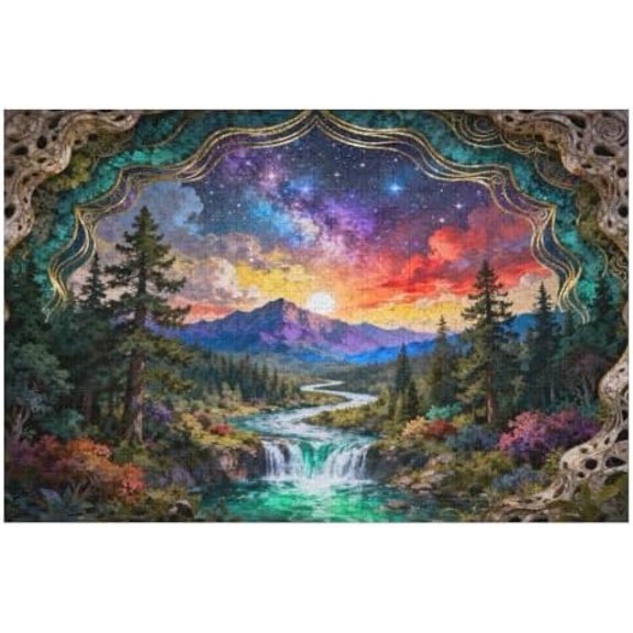 Cave Sky Wooden Puzzle 500 Pieces, Unique Nature Scene, Challenging Puzzle for Adults, DIY Home Decoration, Interactive Family Fun Game, Relaxing Puzzle Activity