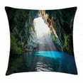 thumbnail image 1 of Cave Throw Pillow Cushion Cover, Famous Melissani Lake on Kefalonia Island in Greece Mediterranean Seacave Nymphaio, Decorative Square Accent Pillow Case, 18 X 18 Inches, Multicolor, by Ambesonne, 1 of 2