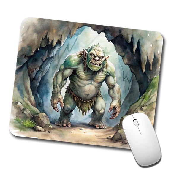 Cave Troll Fantasy Monster Watercolor Mouse Pad Low Profile Gaming Mat