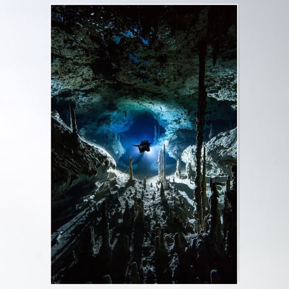 Cave diving Poster, 12x18 UNFRAMED