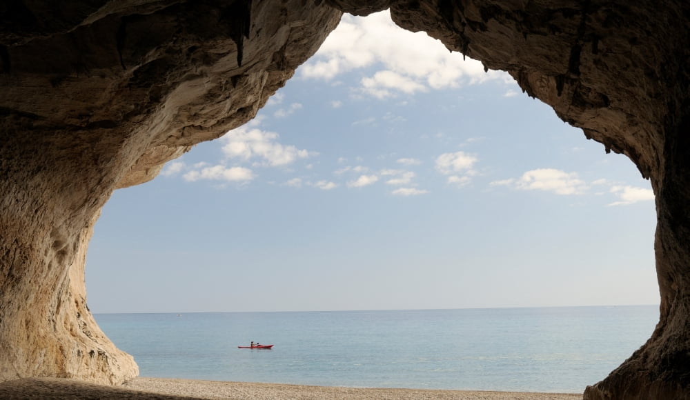 Cave on the Cala Luna Beach Cala Gonone Nuoro Sardinia Italy Canvas Art - Panoramic Images (40 x 24)