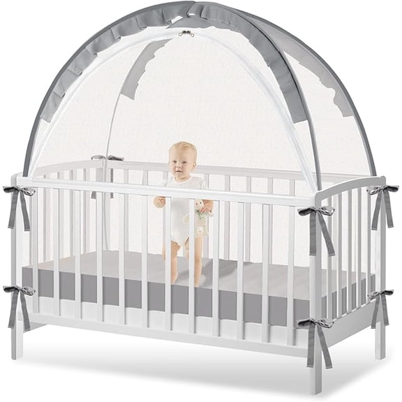 Caveen Baby Safety Crib Tent, Baby Crib Safety Net, Grey