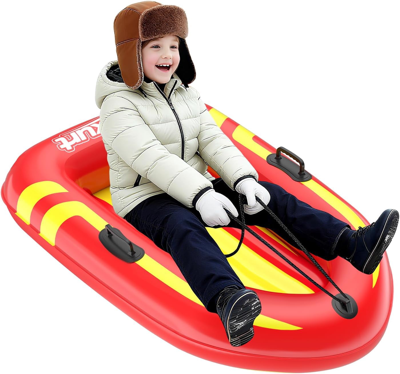 Caveen Inflatable Snow Tube, Heavy-Duty Snow Sledding Tube with ...