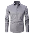 thumbnail image 1 of Caveitl Lightweight Long Sleeve Shirt Men,Men's Long Sleeve Dress Shirt Regular Fit Casual Button-Down Solid Shirts Long Sleeve Turndown Collar Blouse & Shirt Gray, 1 of 4