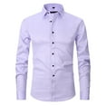 thumbnail image 1 of Caveitl Thin Long Sleeve Shirts for Men,Men's Long Sleeve Dress Shirt Regular Fit Casual Button-Down Solid Shirts Long Sleeve Turndown Collar Blouse & Shirt Purple, 1 of 3