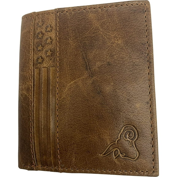 Cavelio Genuine Leather Bifold Flap Up Men Wallets RFID Blocking USA Series 51HU TAN