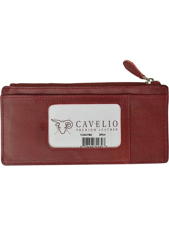 Leather Thin Vertical Stacker Card Case Wallet with ID Window Burgundy