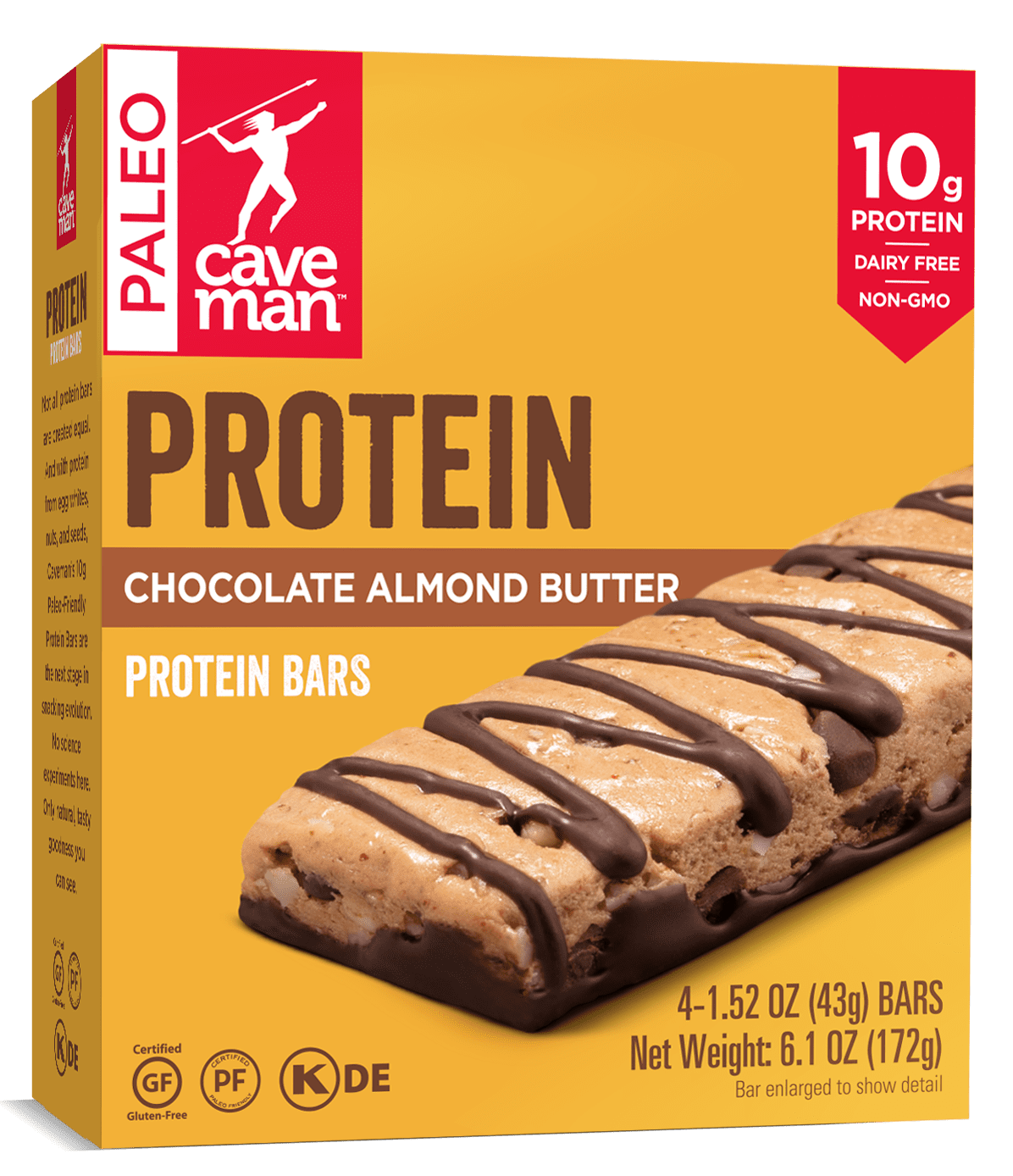 Caveman Paleo Chocolate Almond Butter 10g Protein Bar, 4 Ct, 6.1 Oz