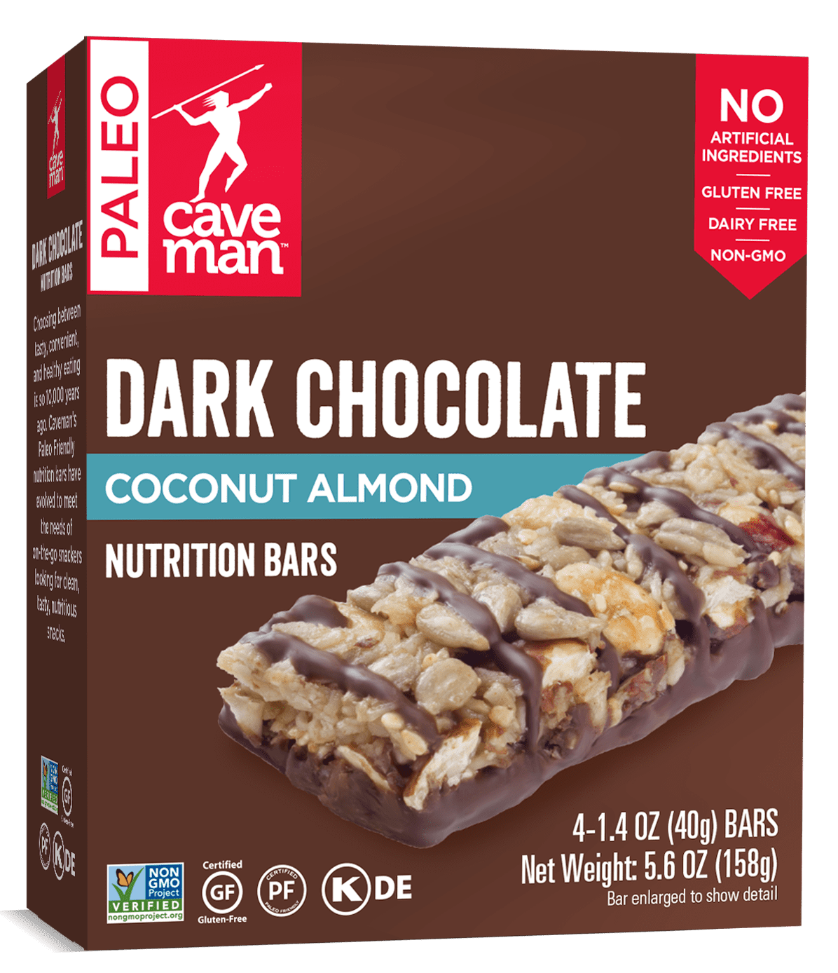 Caveman Paleo Dark Chocolate Coconut Almond Nutrition Bar, 4 Ct, 5.6 Oz