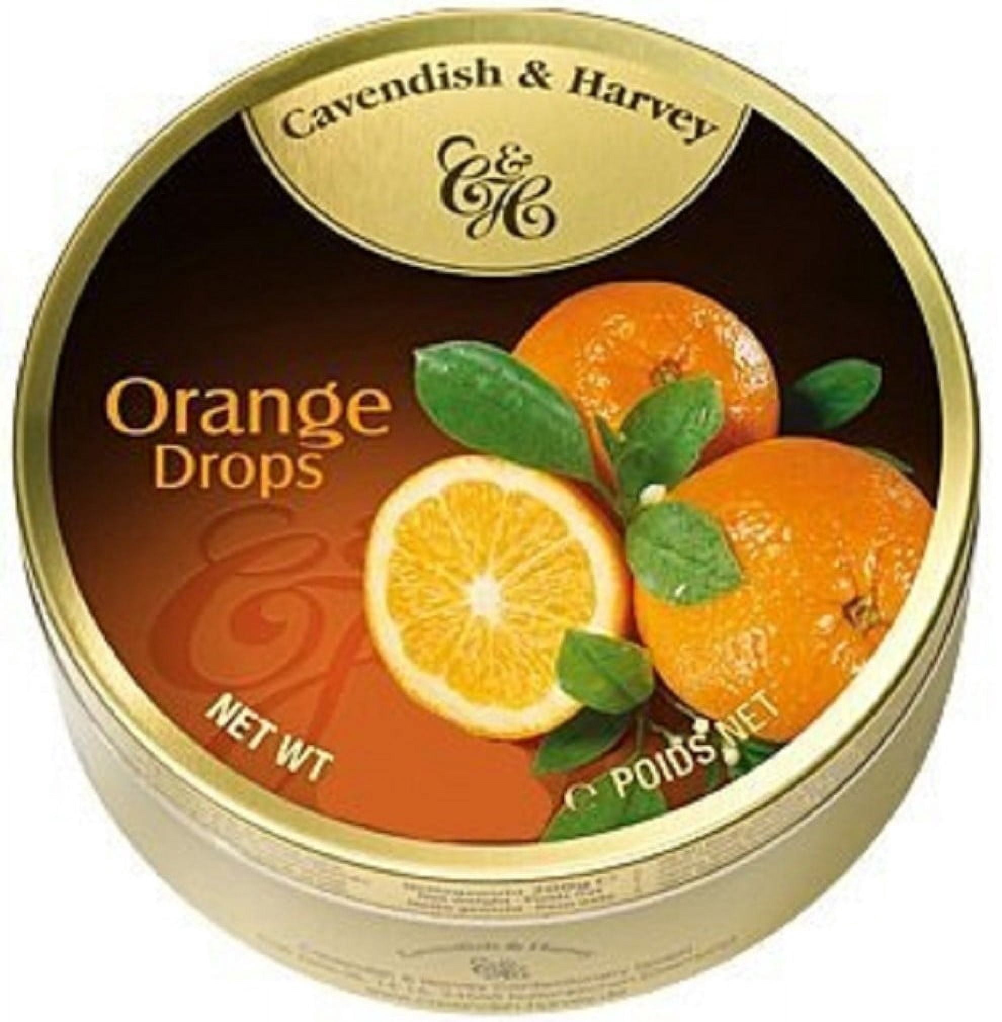Cavendish And Harvey Candy (3 Pack) Fruit Hard Candy Tin 5.3 Ounces Imported German Candy (Orange Drops)