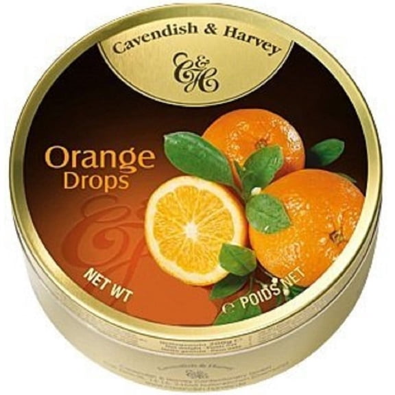 Cavendish And Harvey Candy (3 Pack) Fruit Hard Candy Tin 5.3 Ounces Imported German Candy (Orange Drops)