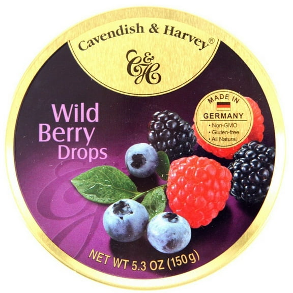 Cavendish & Harvey | Wild Berry Hard Candy Drops | 5.3 Ounce Tin - 4 Pack