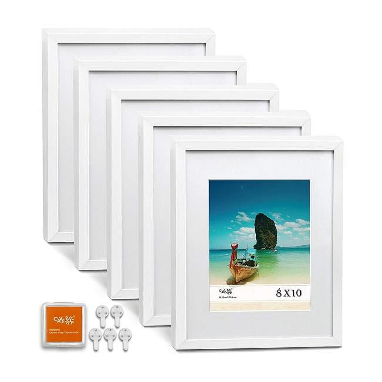 Cavepop SPF-111481-WT 8 x 10 in. Picture Frame with Mat & 11 x 14