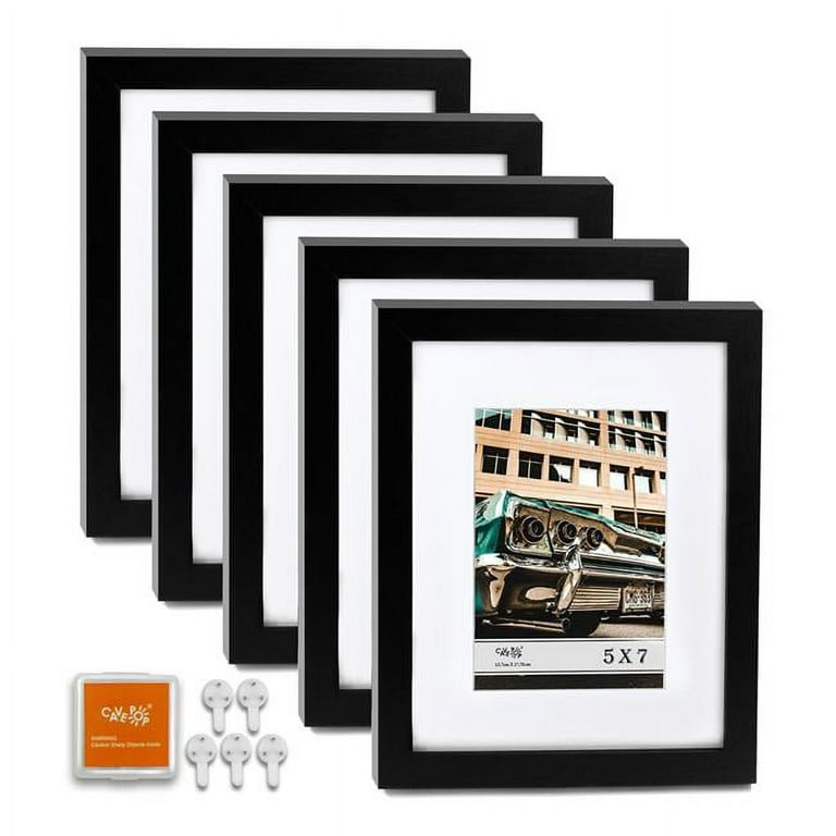 Cavepop SPF-81057F-BK 5 x 7 in. Picture Frame with Mat & 8 x 10 in