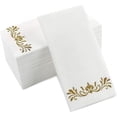 thumbnail image 1 of Cavepop White Disposable Dinner Napkins with Gold Design 100 Pack, 1 of 5
