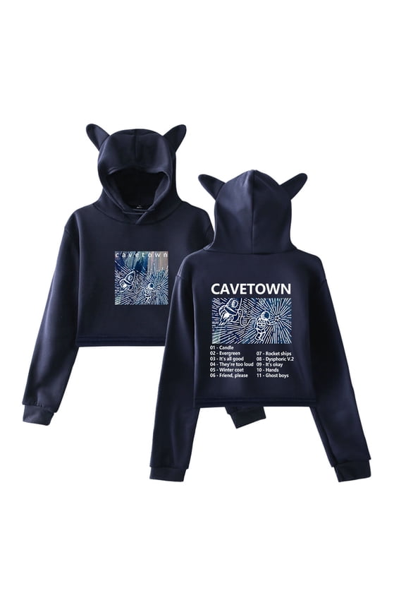 Cavetown Cat Ear Fashion Street Casual Hoodie Women's Short Sportswear