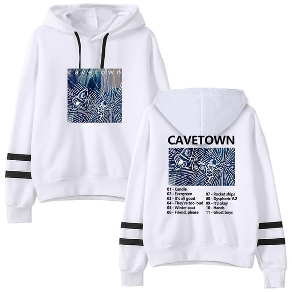 Cavetown Double bar sleeve pocket women's men's fashionable long sleeved hooded sweatshirt