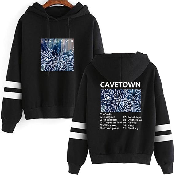 Cavetown Double bar sleeve pocket women's men's fashionable long sleeved hooded sweatshirt