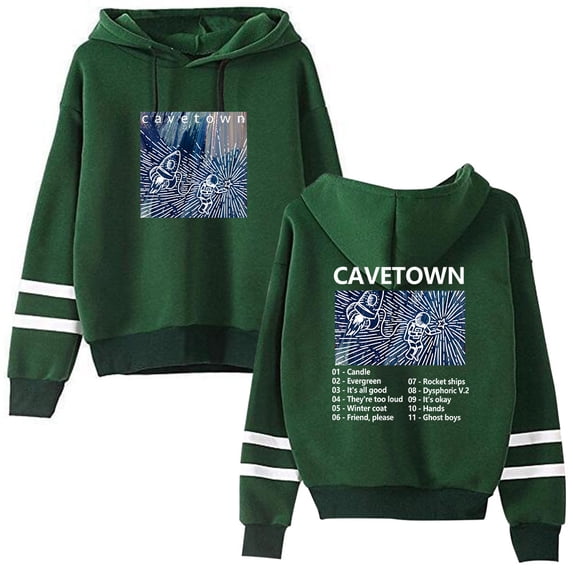 Cavetown Double bar sleeve pocket women's men's fashionable long sleeved hooded sweatshirt