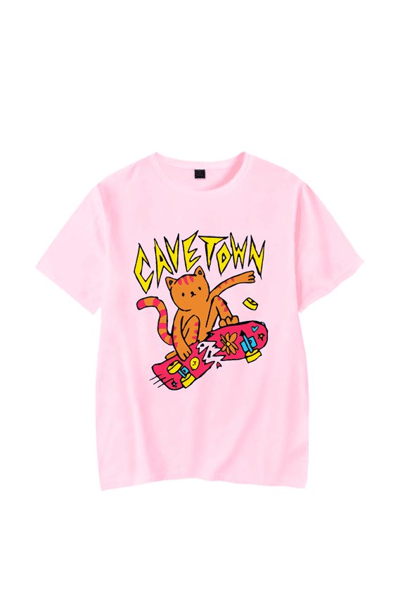 Cavetown Merch Skateboard Cat T-shirt unisex fashion short sleeved T-shirt round neck streetwear