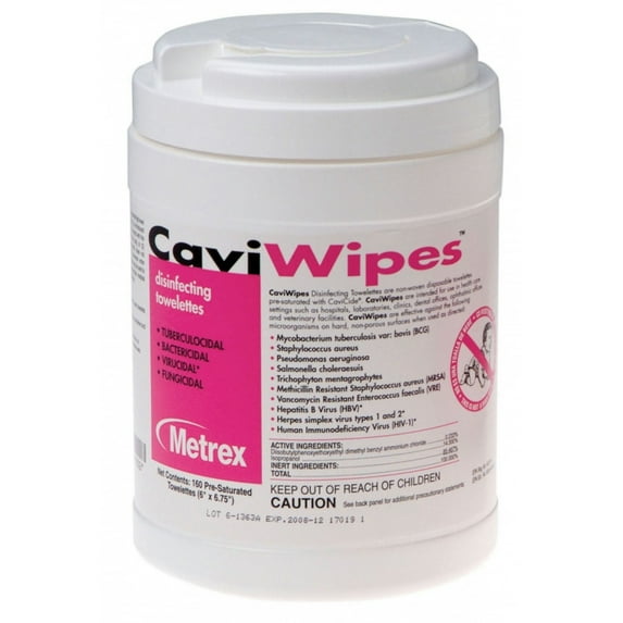 CaviWipes 13-1100 Surface Disinfectant Wipe 160 Count Canister