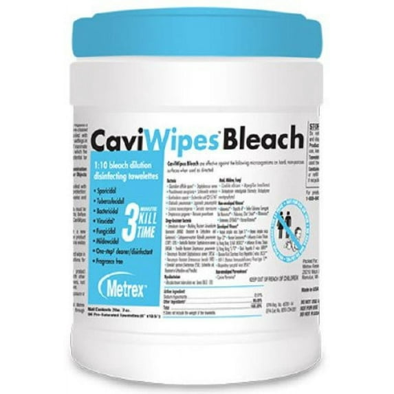 CaviWipes Bleach Surface Disinfectant Cleaner Premoistened Wipe, 90 Wipes per Canister, 1 Count