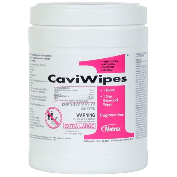 CaviWipes1 13-5100 Surface Disinfectant Premoistened Wipe, Case of 1920