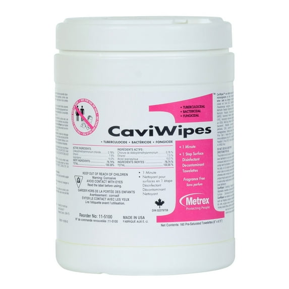 CaviWipes1 Premoistened Surface Disinfectant Wipe 13-5100, 6 x 6.75 Inch, Alcohol Scent, Pack of 160