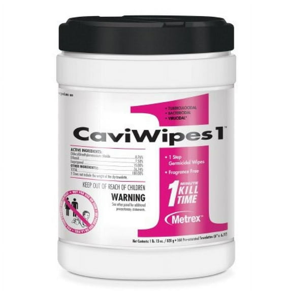 CaviWipes1 Surface Disinfectant Wipe - 9 x 12 Inch, Premoistened Alcohol Based, 65 Count Canister