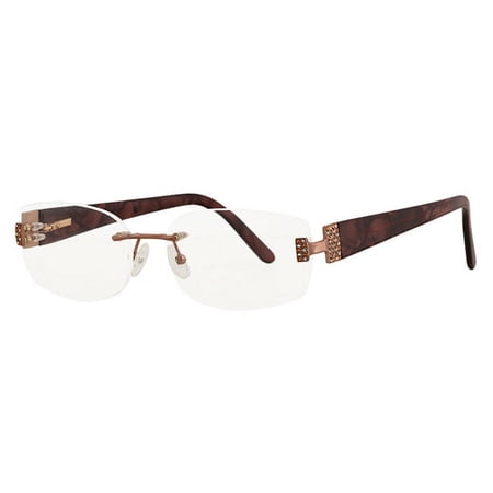 Caviar 2338 C-16 Brown w/ Crystals Eyeglasses Rimless Frames Italy New Authentic