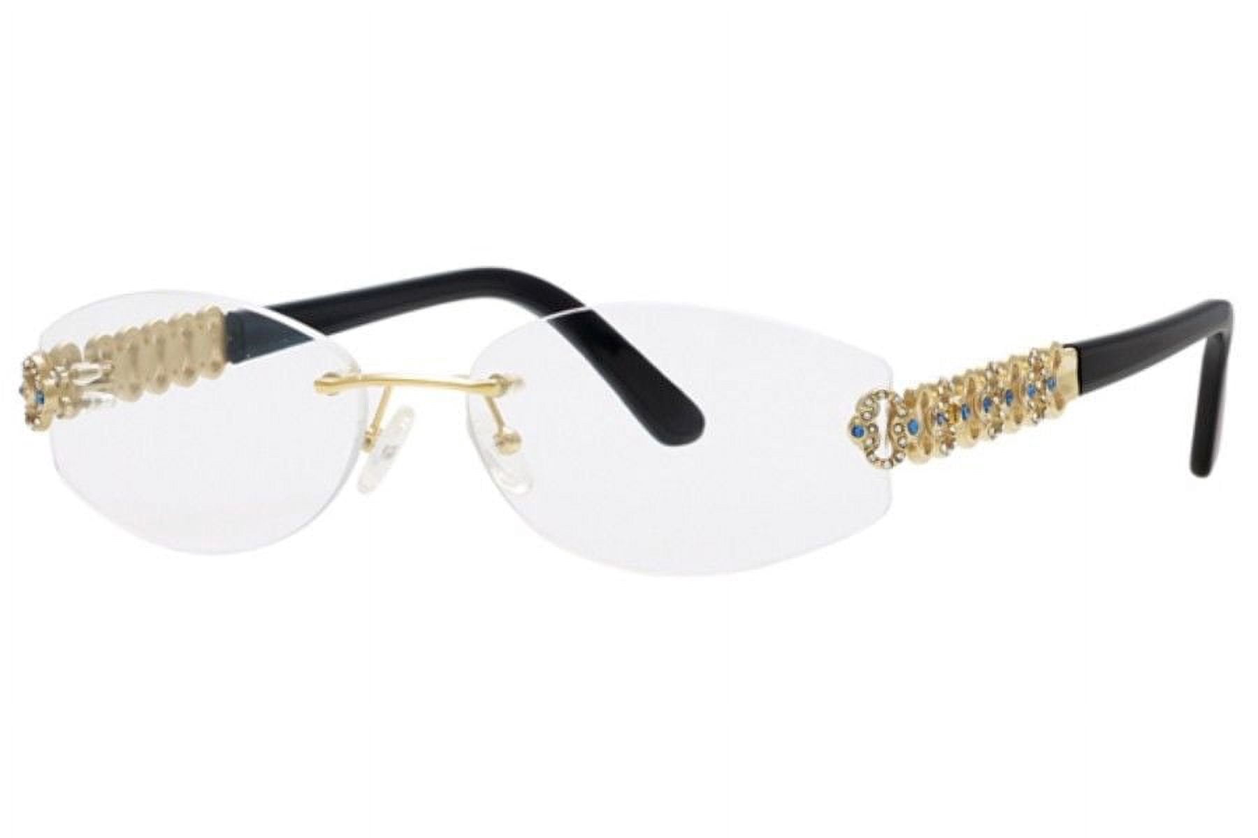 Caviar 2347 C 21 Rimless Gold Black w/ Blue Crystals Eyeglasses ...