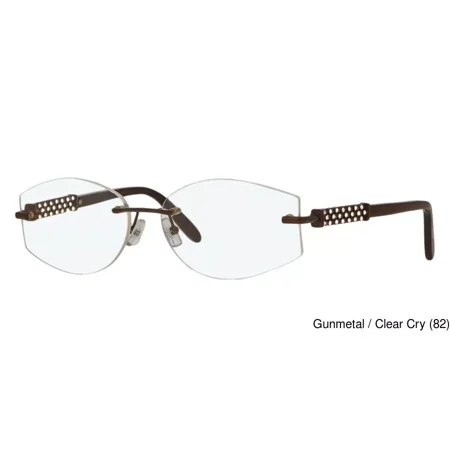 Caviar 2391 C 82 Rimless Gunmetal w/ Clear Crystals Eyeglasses Italy 56mm New