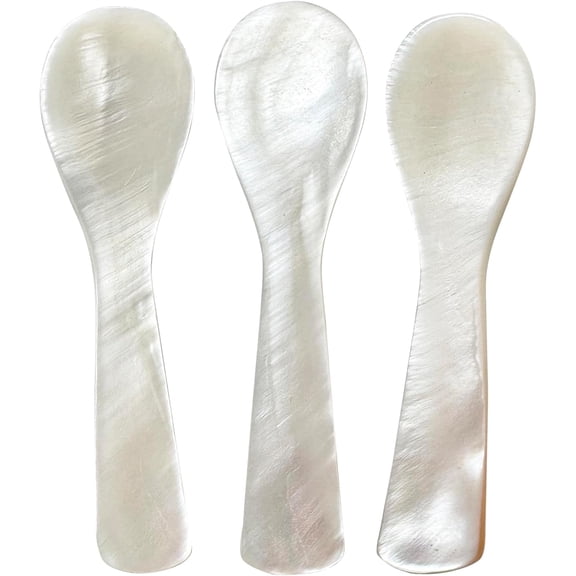 Caviar Spoon 3pcs Mother of Pearl Spoons for Caviar Ice Cream Sauce 3.54 Inches Shell Spoon