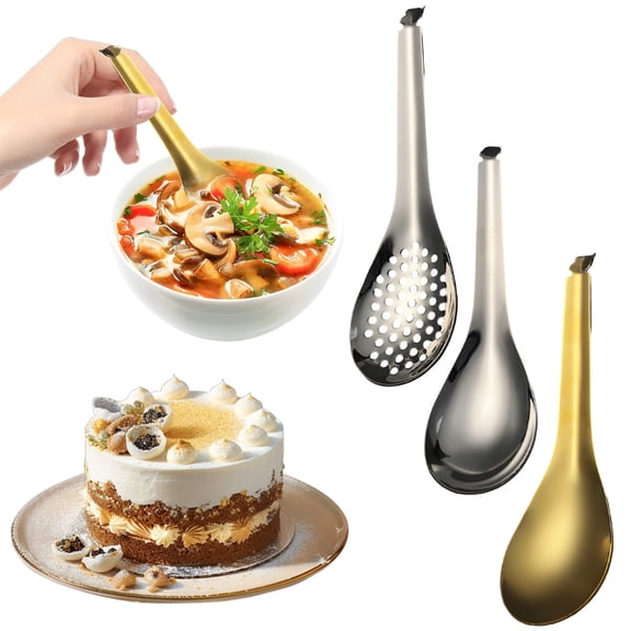 Caviar Spoons,3Pcs Small Slotted Spoons Stainless Steel Slotted Serving Spoons Colander Spherification Spoon for Molecular Slotted Bar Spoon Gastronomy Caviar Spoon for Kitchen(A+B+C)