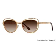 Caviar Womens Sunglasses 1787 C21 Gold Crystals Brown Lens 52mm New Authentic