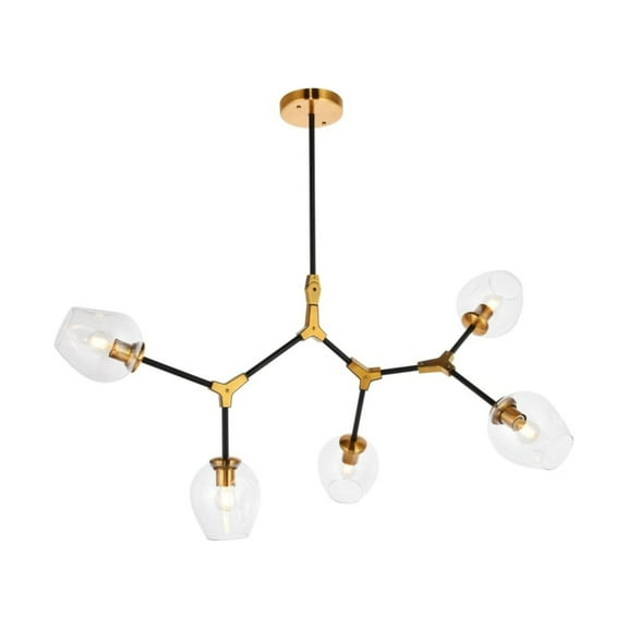 Cavoli 5 light in Light Antique Brass and Flat Black Pendant