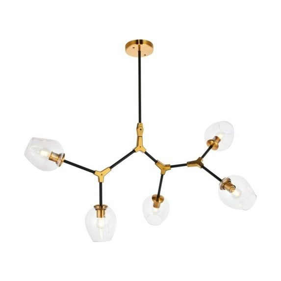 Cavoli 5 light in Light Antique Brass and Flat Black Pendant