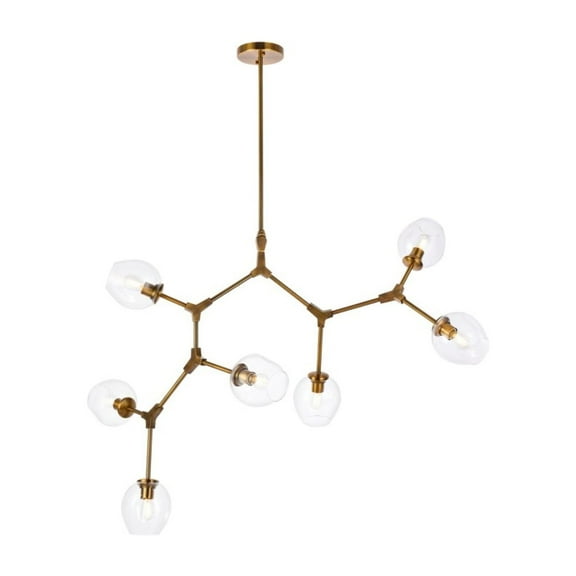 Elegant Lighting Cavoli 7 Lights Iron and Glass Chandelier in Brass
