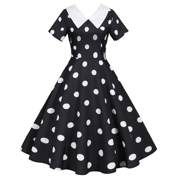 Cavosen 1950s Dresses for Women with Shawl Polka Dot Vintage Retro Midi Tea Dress Short Sleeve Knee Length Party Dress V-Neck A Line Cocktail Dress Evening Prom Gown Fit and Flare Dress