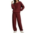 thumbnail image 1 of Dreluolixuan 2 Piece Lounge Set Women Crew Neck Long Sleeve Pullover Jogger Pants Lightweight Casual Tracksuits, 1 of 9
