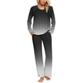 thumbnail image 1 of Cavosen 2 Piece Lounge Set for Women Set with Pocket Pajamas Outfits Sets Long Pants Long Sleeve Tops Sleepwear Pleated Gradient Nightwear Comfy Homewear Fall Winter Clothes, 1 of 6