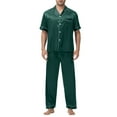 thumbnail image 1 of Cavosen 2 Piece Mens Big and Tall Pajamas Silk Button Short Sleeve Shirt and Elastic Waist Pants Loose Sleepwear Comfortable Loungewear, 1 of 5