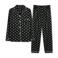 thumbnail image 1 of Cavosen 2 Piece Pajama Set for Women Button down Soft Nightwear Long Sleeve Collar Shirts Long Pants Sleepwear Polka Dots Print Loungewear with Pocket Loose Pjs Outfits Black L, 1 of 4
