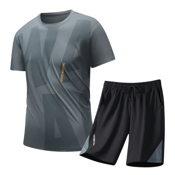Cavosen 2 Piece Short Sets for Men Big and Tall Short Sleeve Crewneck Shirt Shorts Lightweight Summer Tracksuit